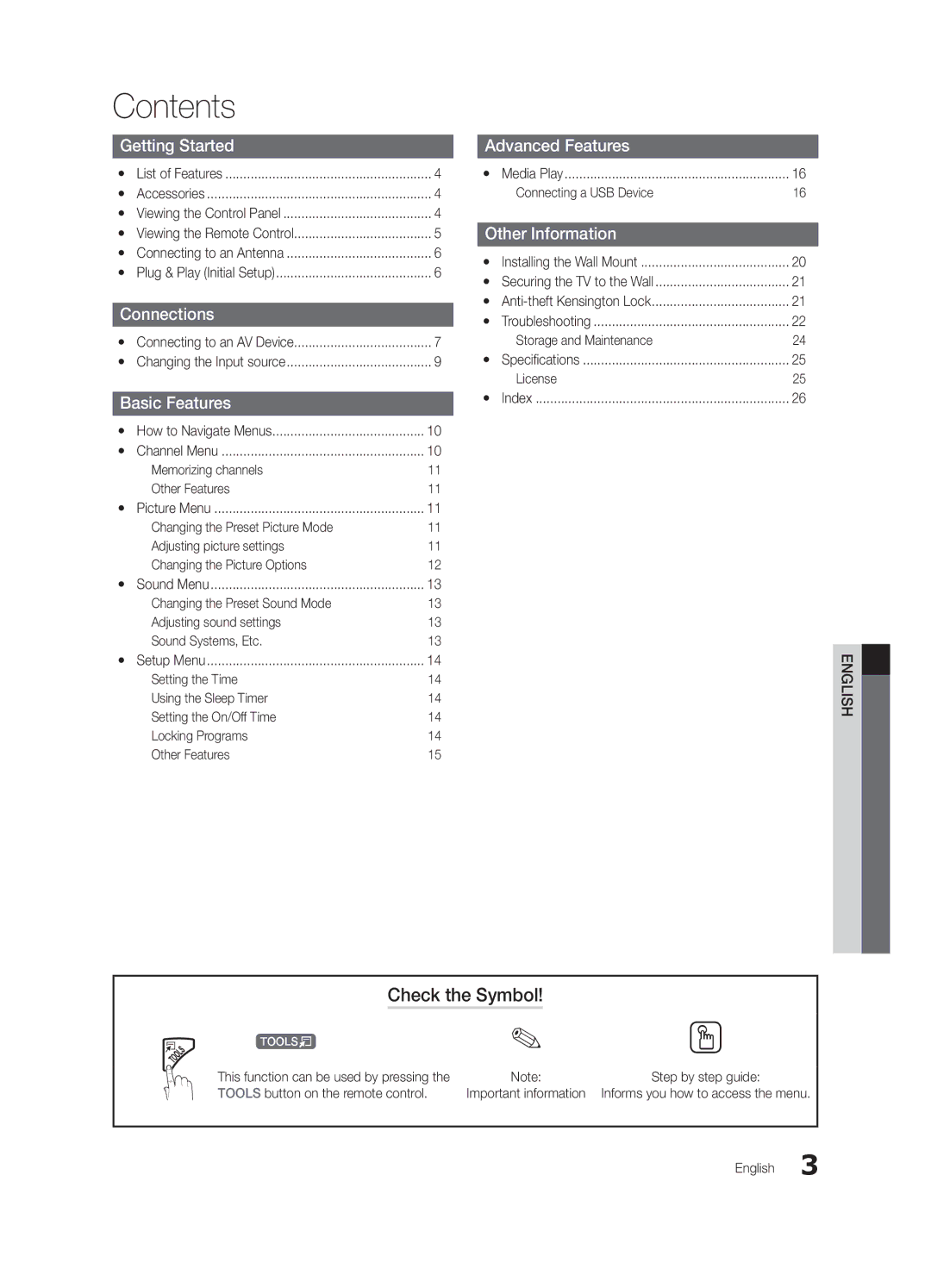 Samsung UN22D5003, UN19D4003 user manual Contents 