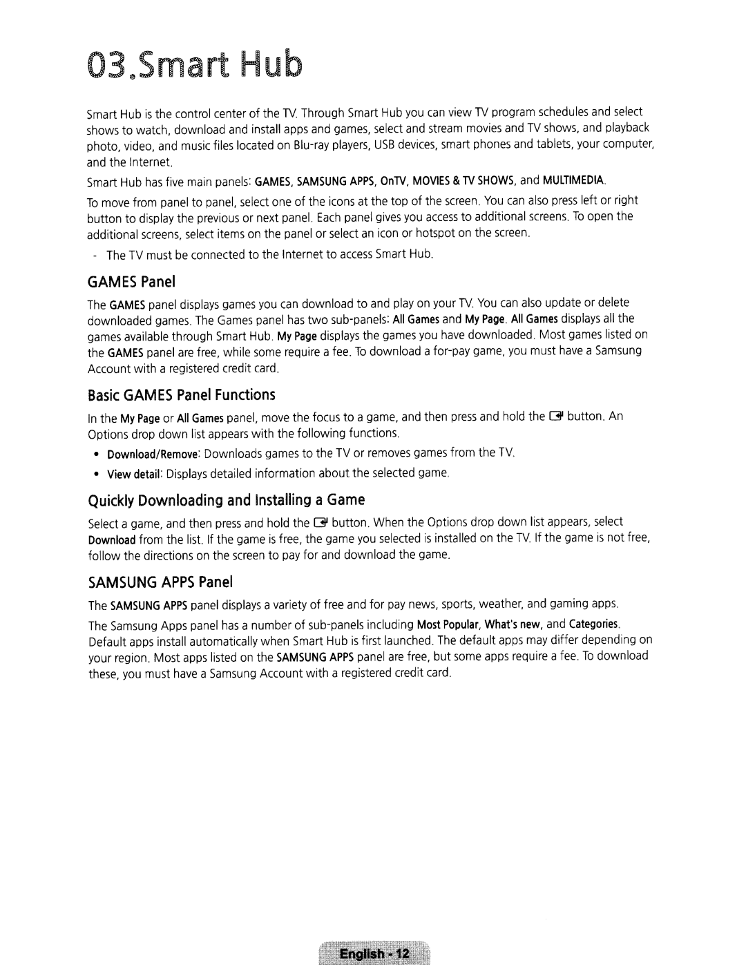 Samsung UN32H5203 user manual Panel, Functions, Game 