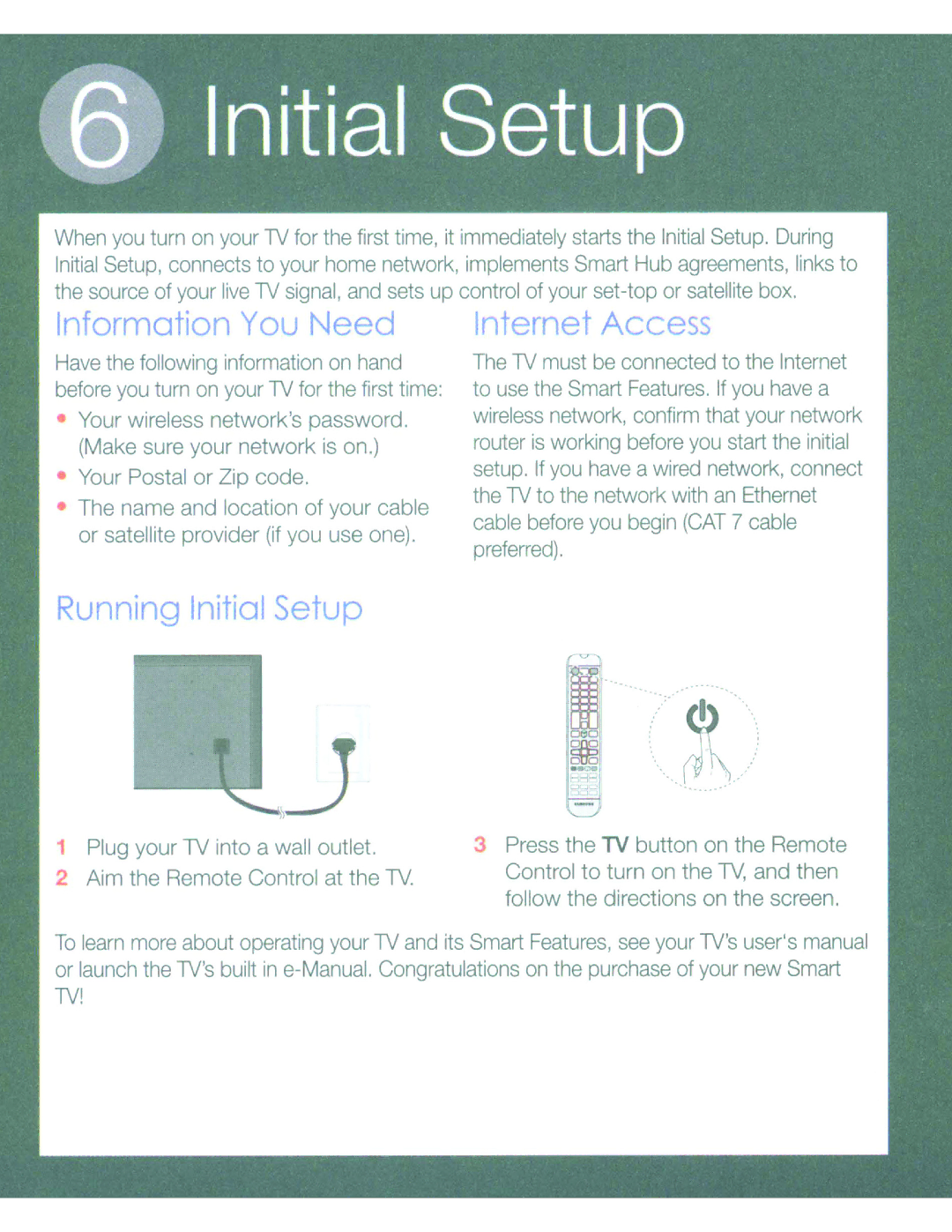 Samsung UN32H5203 user manual ~~-~,Initial Setup 