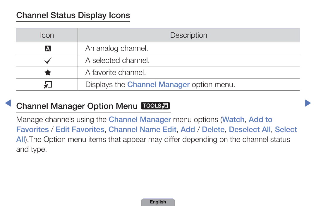 Samsung UN40D5500RHXZA, UN32D5500RHXZA manual Channel Status Display Icons 