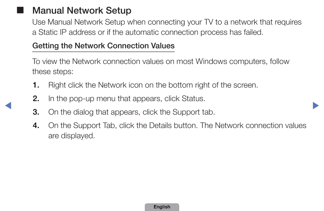 Samsung UN32D5500RHXZA, UN40D5500RHXZA manual Manual Network Setup 