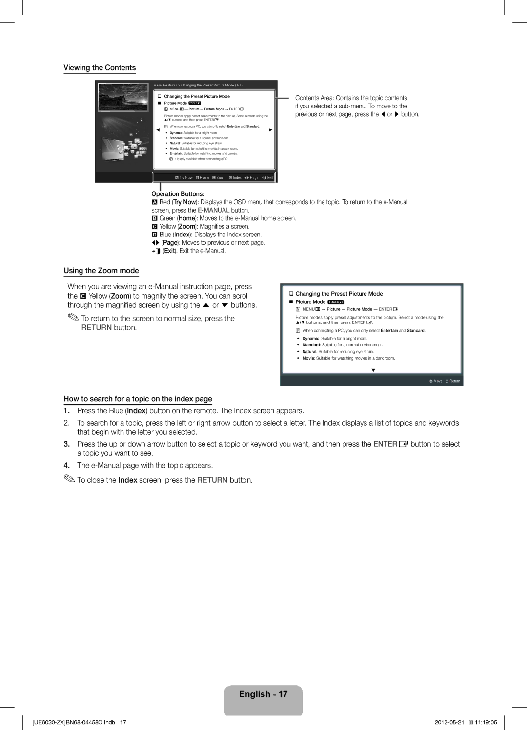 Samsung UN40EH6030 user manual Viewing the Contents, Using the Zoom mode 