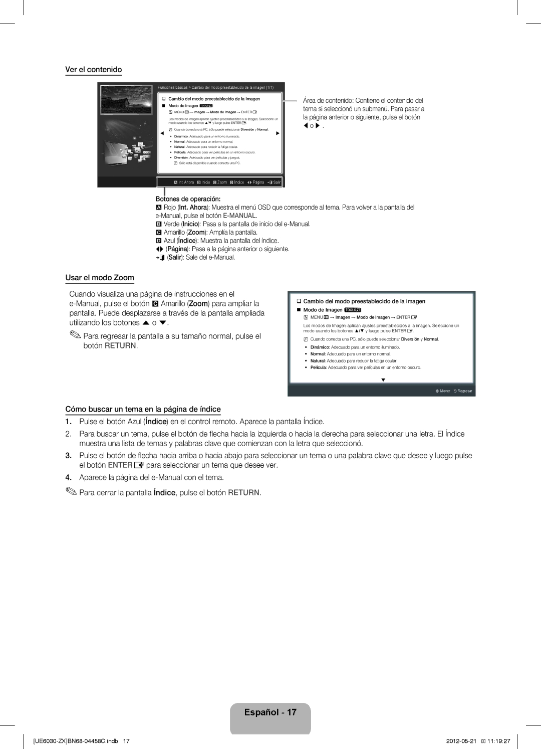 Samsung UN40EH6030 user manual Ver el contenido, ‰‰ Cambio del modo preestablecido de la imagen 