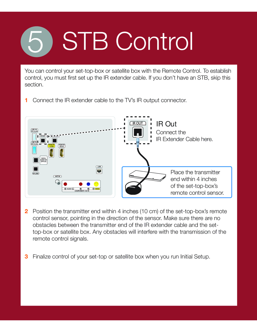 Samsung UN40H5203 manual STB Control 