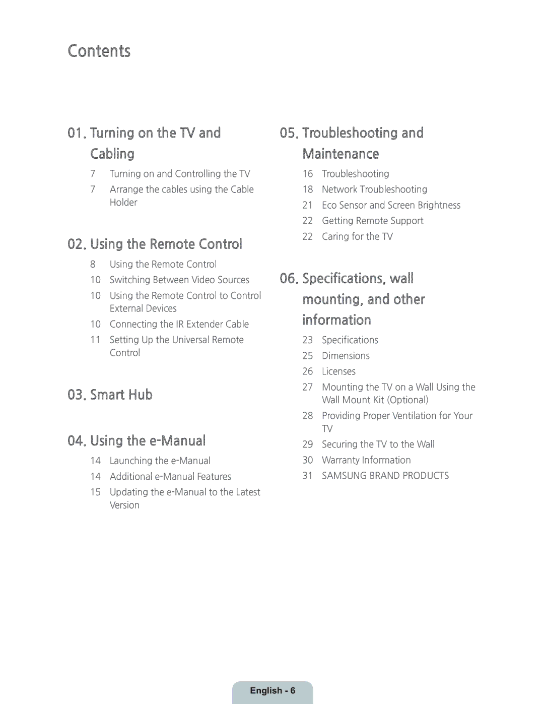 Samsung UN40H5203 manual Contents 