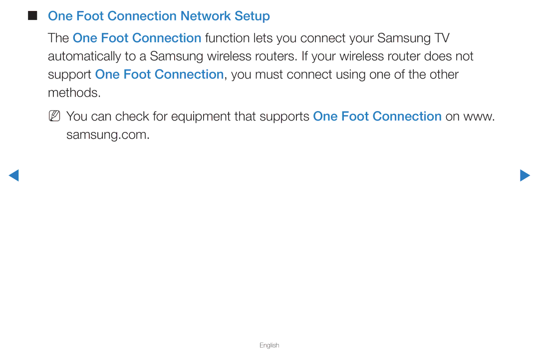 Samsung UN46D8000YFXZA manual One Foot Connection Network Setup 