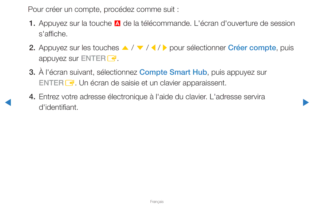 Samsung UN46D8000YFXZA manual Pour créer un compte, procédez comme suit 