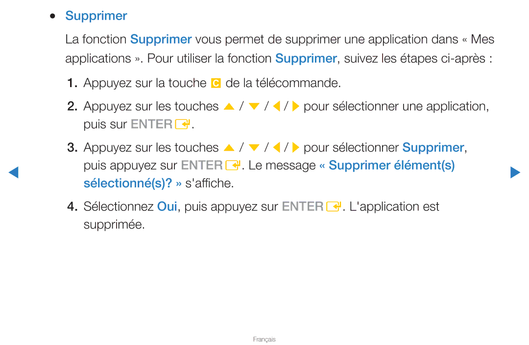 Samsung UN46D8000YFXZA manual Supprimer, Sélectionnés? » saffiche 