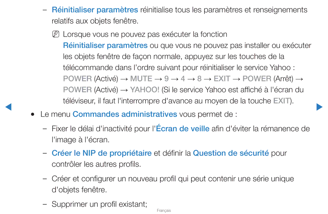 Samsung UN46D8000YFXZA manual Le menu Commandes administratives vous permet de, Limage à lécran 