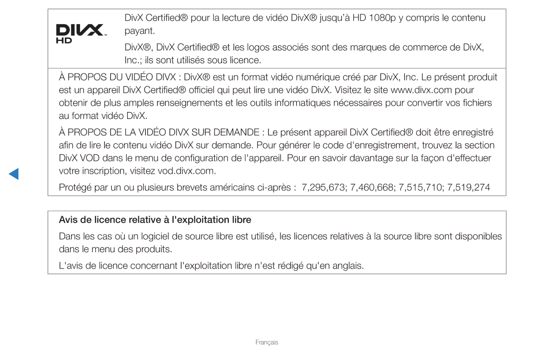 Samsung UN46D8000YFXZA manual Français 