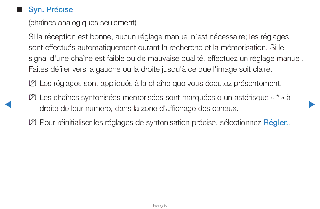 Samsung UN46D8000YFXZA manual Syn. Précise 