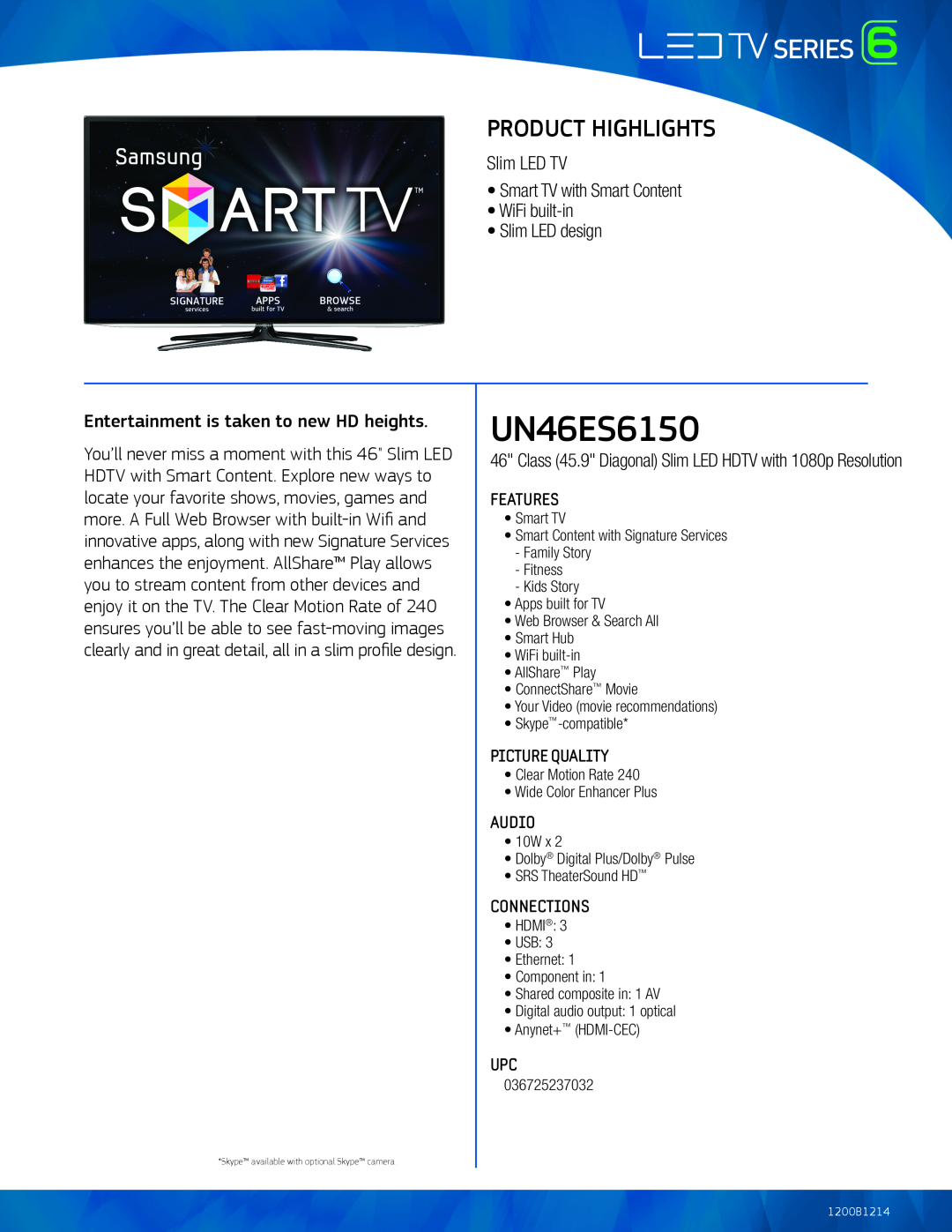 Samsung UN46ES6150 manual Product Highlights 