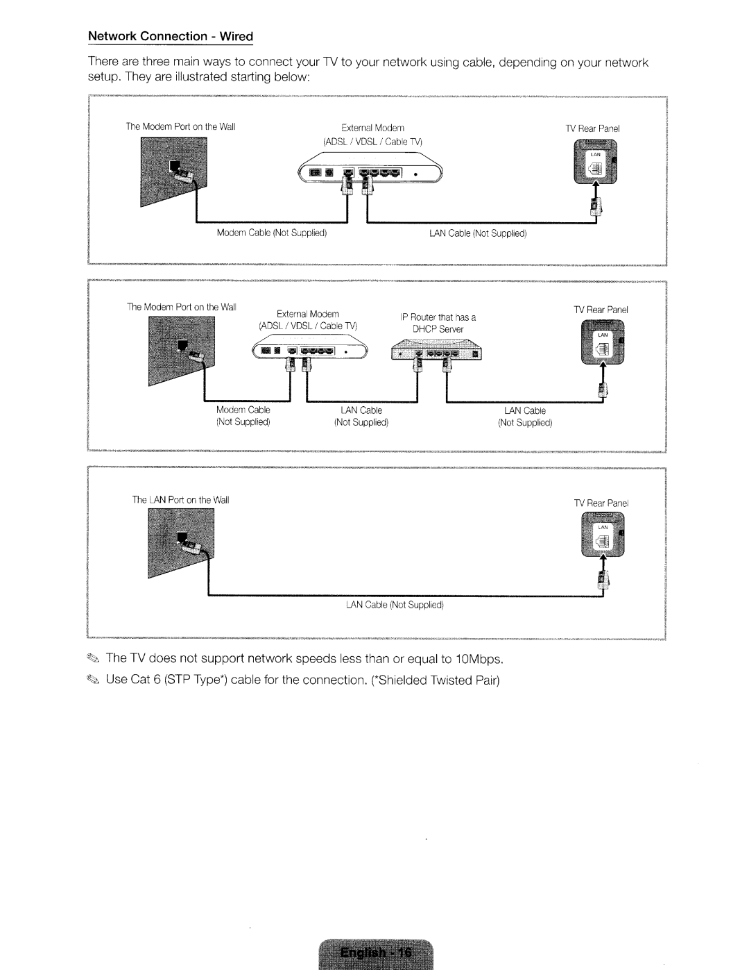 Samsung UN46ES6580 user manual Network Connection Wired 