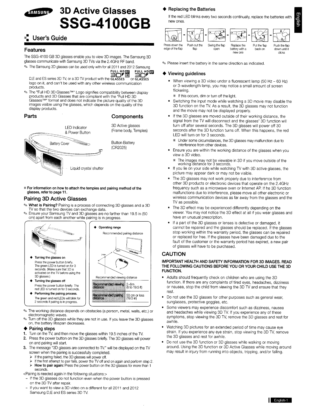 Samsung UN46ES6580 user manual SSG-4100GB 