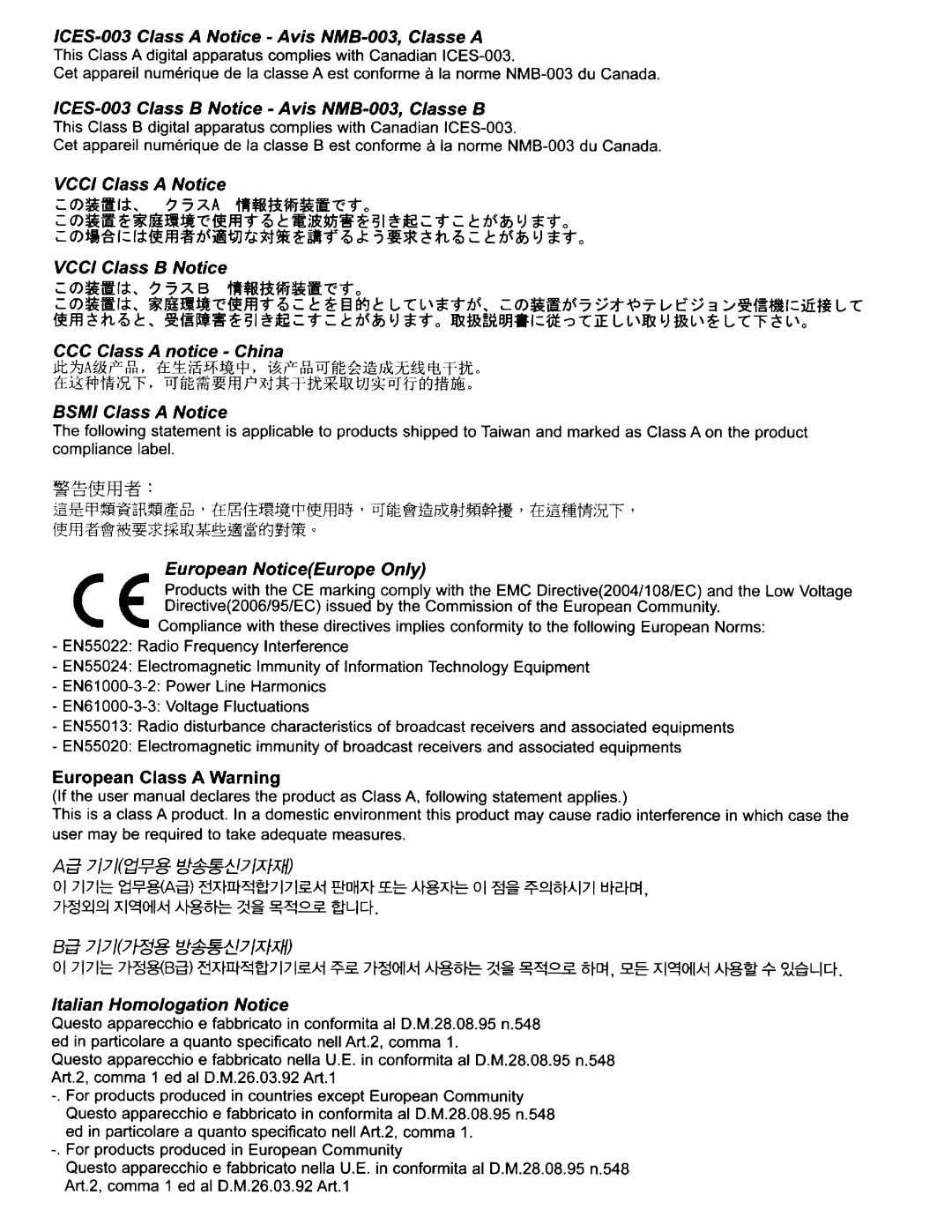 Samsung UN46ES6580 user manual CCC Class a notice China 