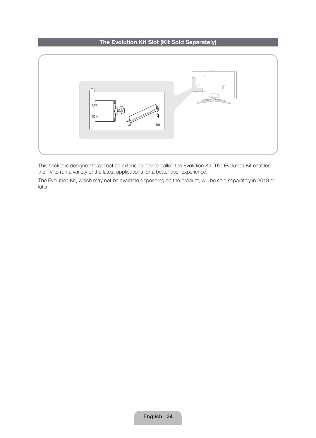 Samsung UN46ES7500 user manual Evolution Kit Slot Kit Sold Separately 