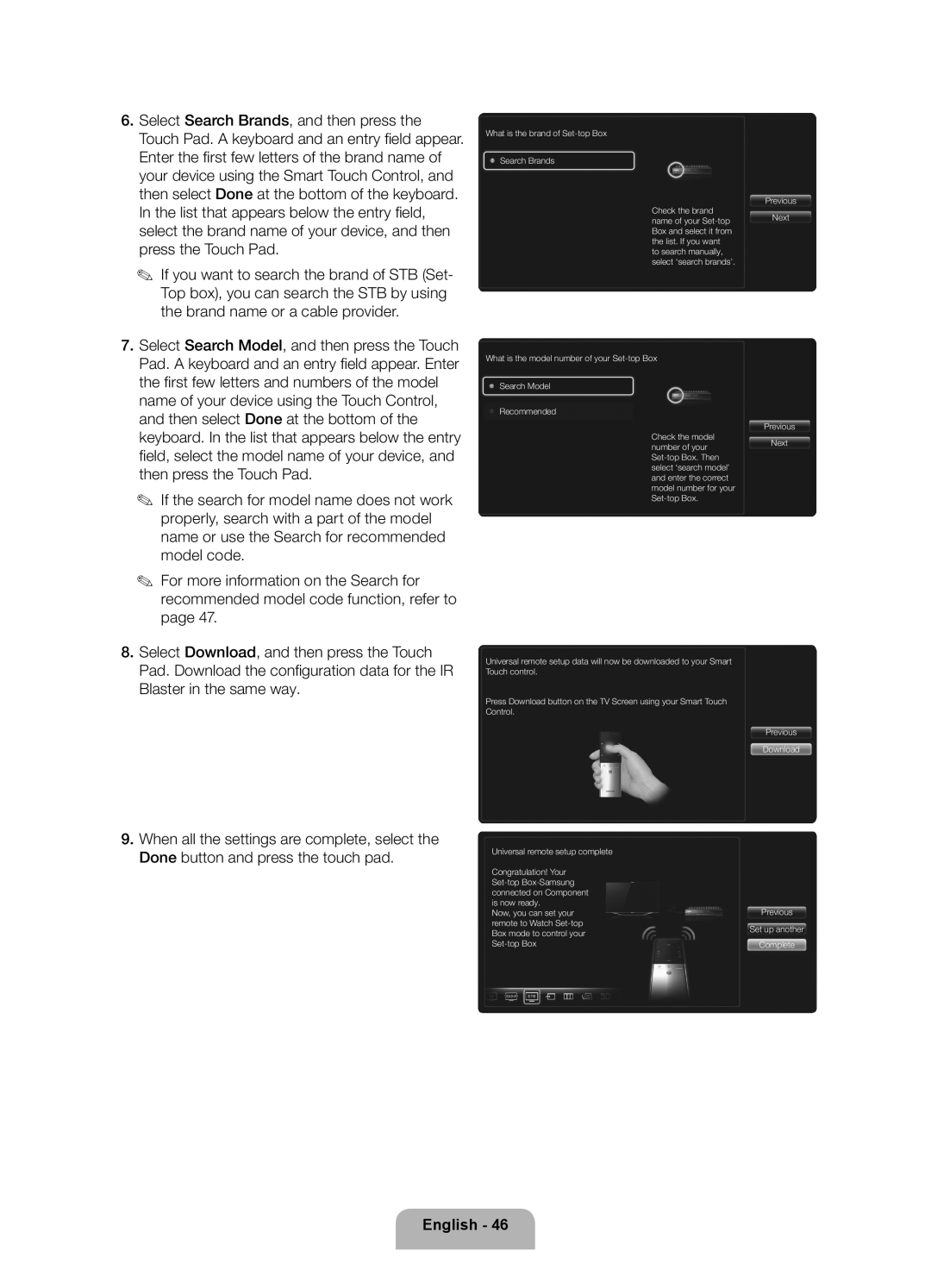 Samsung UN46ES7500 user manual List. If you want to search manually, select ‘search brands’ 