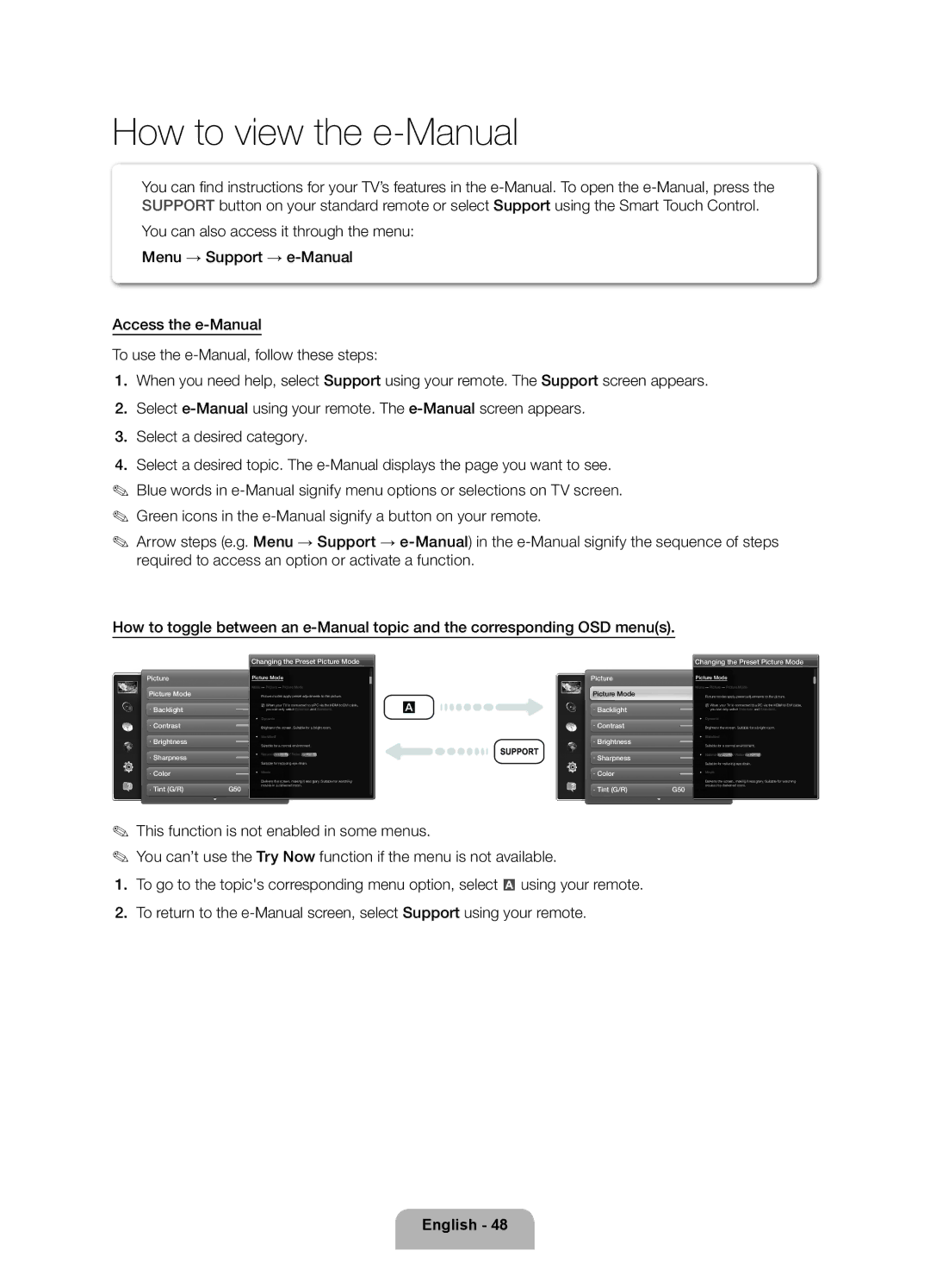 Samsung UN46ES7500 user manual How to view the e-Manual 