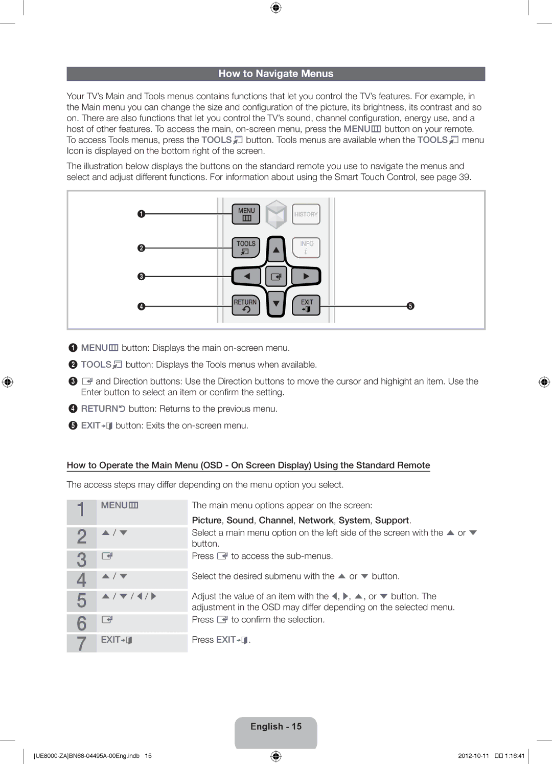 Samsung UN46ES8000 user manual How to Navigate Menus, Menu m 