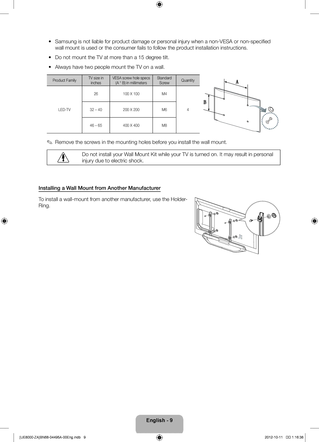 Samsung UN46ES8000 user manual Led-Tv 