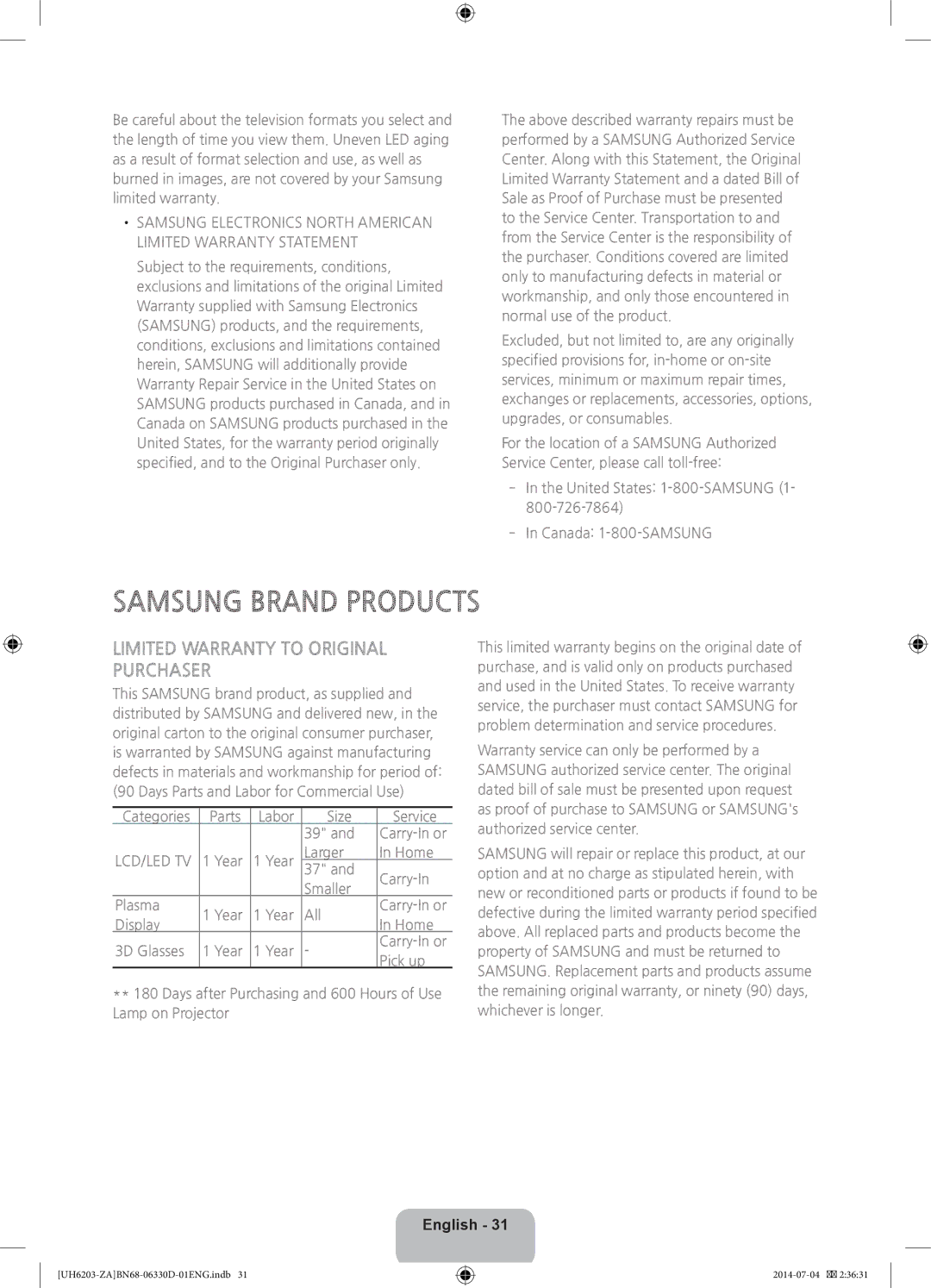 Samsung UN46H5203 user manual Samsung Brand Products 