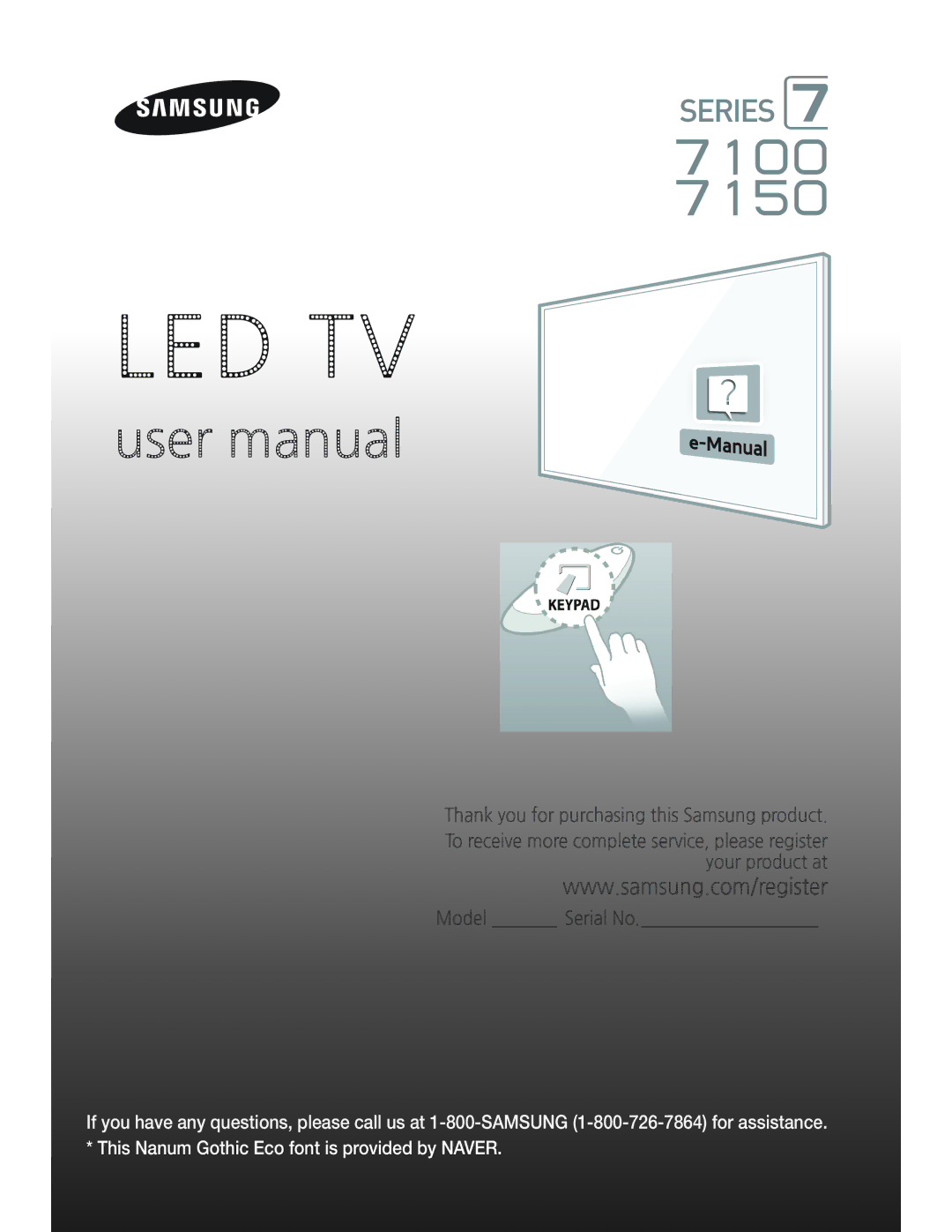 Samsung UN46H7150 manual Led Tv 