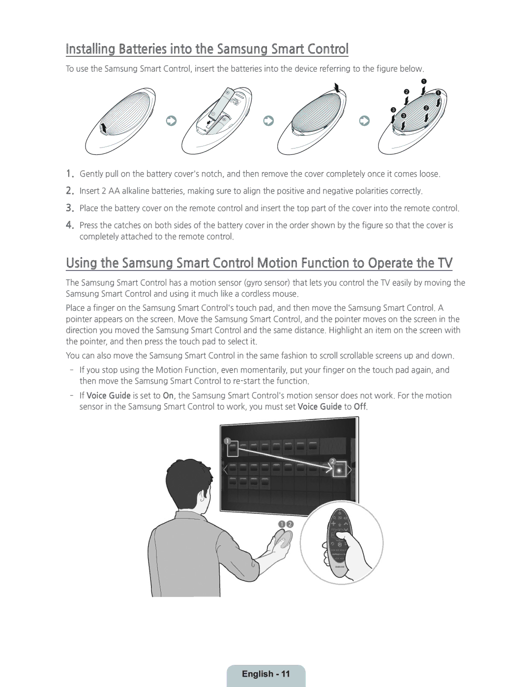 Samsung UN46H7150 manual Installing Batteries into the Samsung Smart Control 