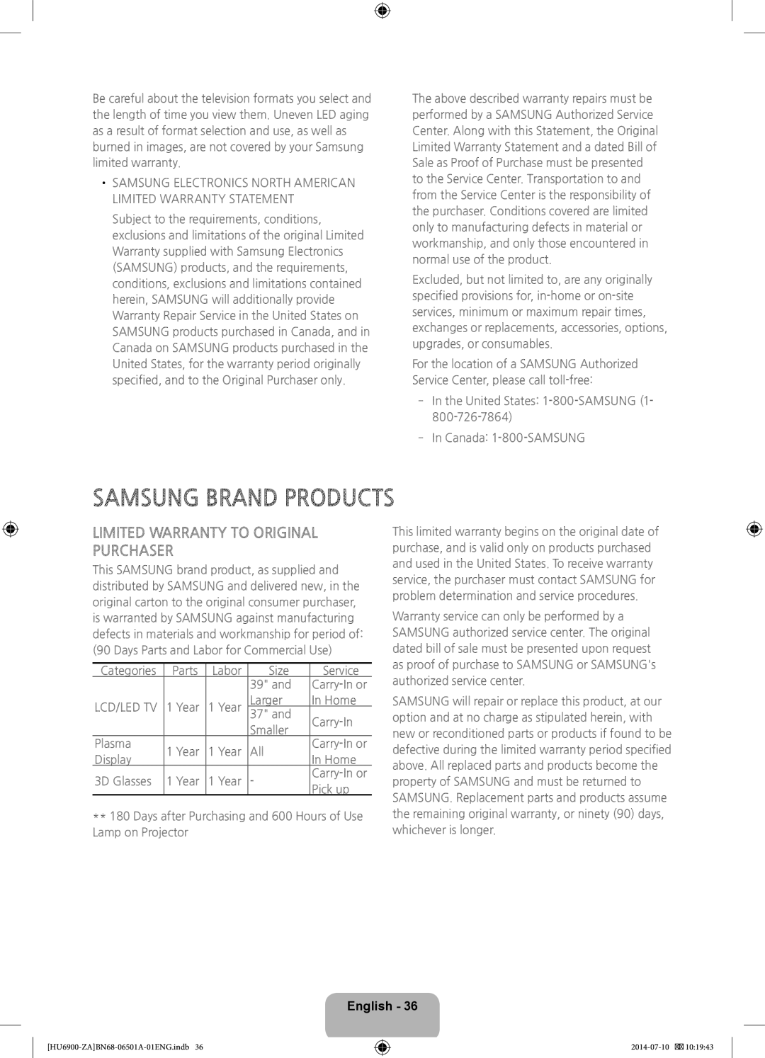 Samsung UN50HU6950, UN40HU6950 user manual Samsung Brand Products 