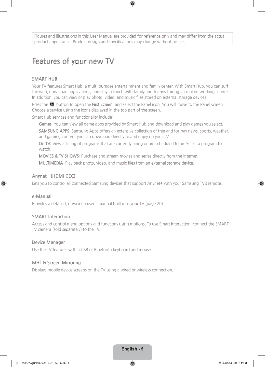 Samsung UN40HU6950, UN50HU6950 user manual Features of your new TV, Smart HUB 