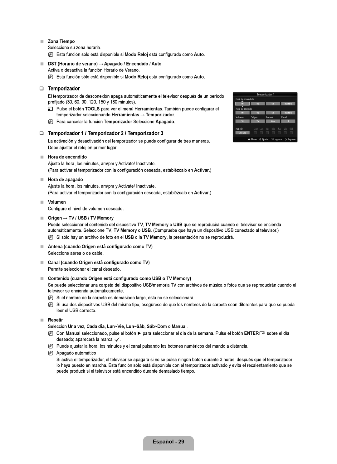 Samsung UN46B7100, UN55B7000, UN55B7100, UN46B7000, UN40B7000 user manual Temporizador 1 / Temporizador 2 / Temporizador 