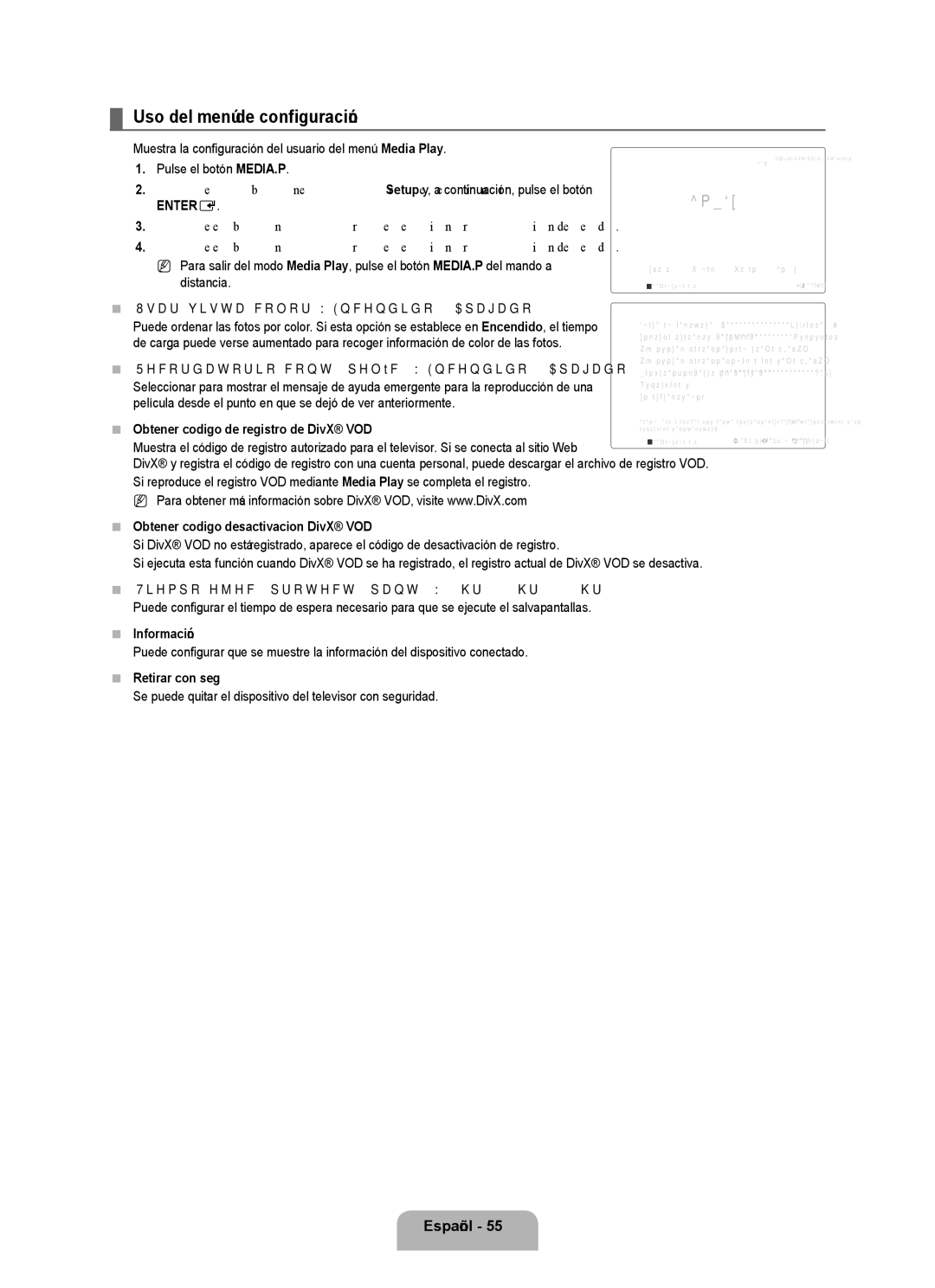 Samsung UN46B7000, UN55B7000, UN55B7100, UN46B7100, UN40B7000 user manual Uso del menú de configuración 