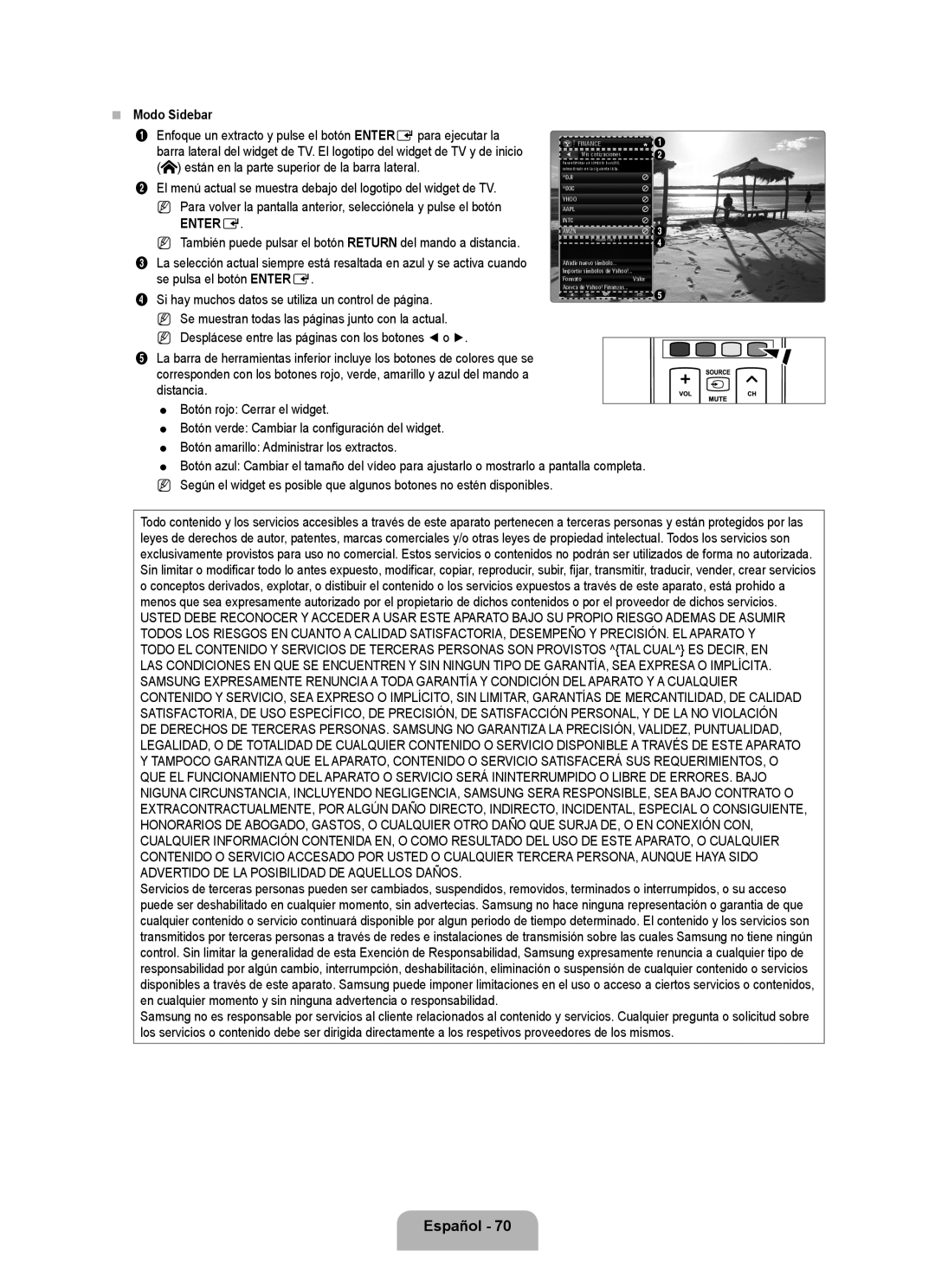 Samsung UN46B7000 Modo Sidebar, Enfoque un extracto y pulse el botón ENTEREpara ejecutar la, Se pulsa el botón Entere 