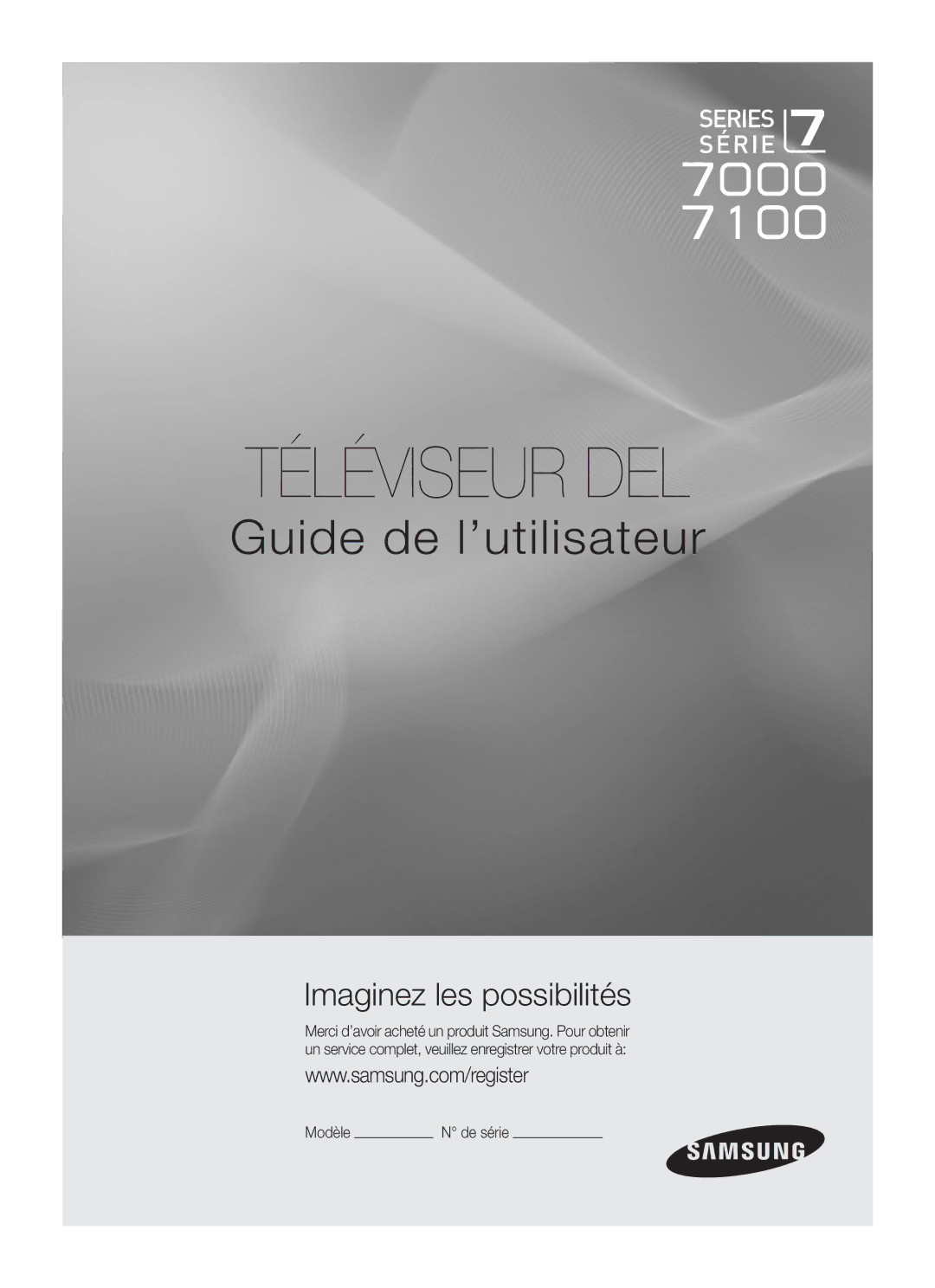 Samsung UN55B7000, UN55B7100, UN46B7100, UN46B7000, UN40B7000 user manual Téléviseur DEL, De série 