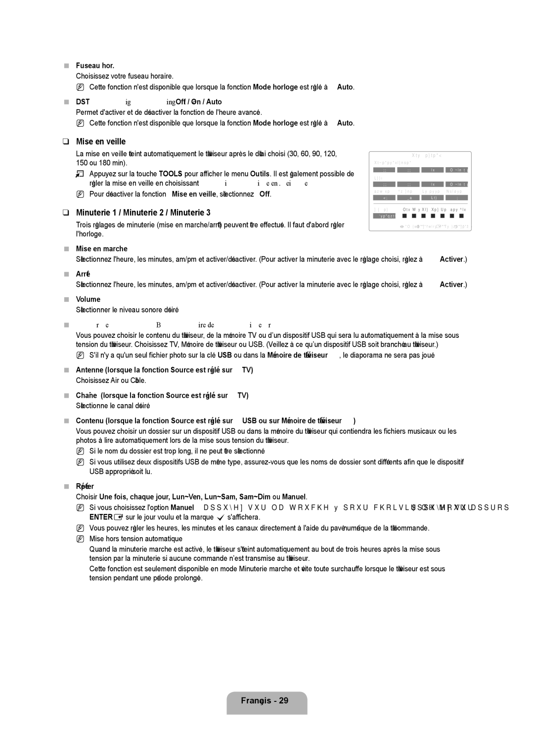 Samsung UN55B7000, UN55B7100, UN46B7100, UN46B7000, UN40B7000 user manual Mise en veille 