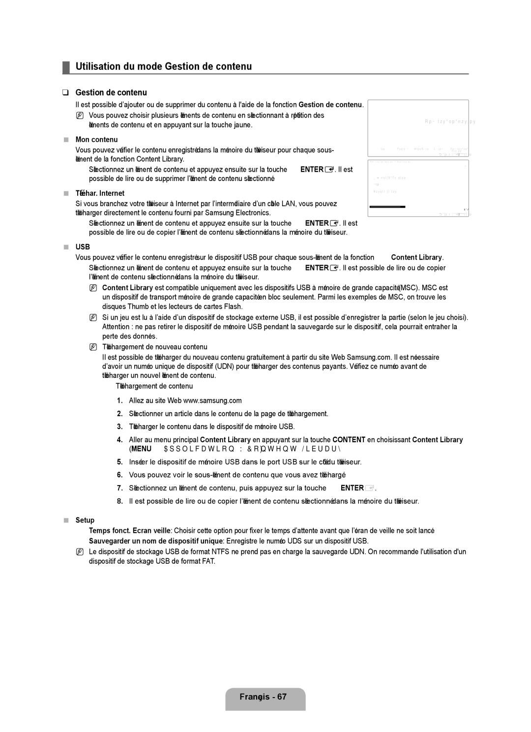 Samsung UN46B7000, UN55B7000 Utilisation du mode Gestion de contenu, Mon contenu, Élément de la fonction Content Library 