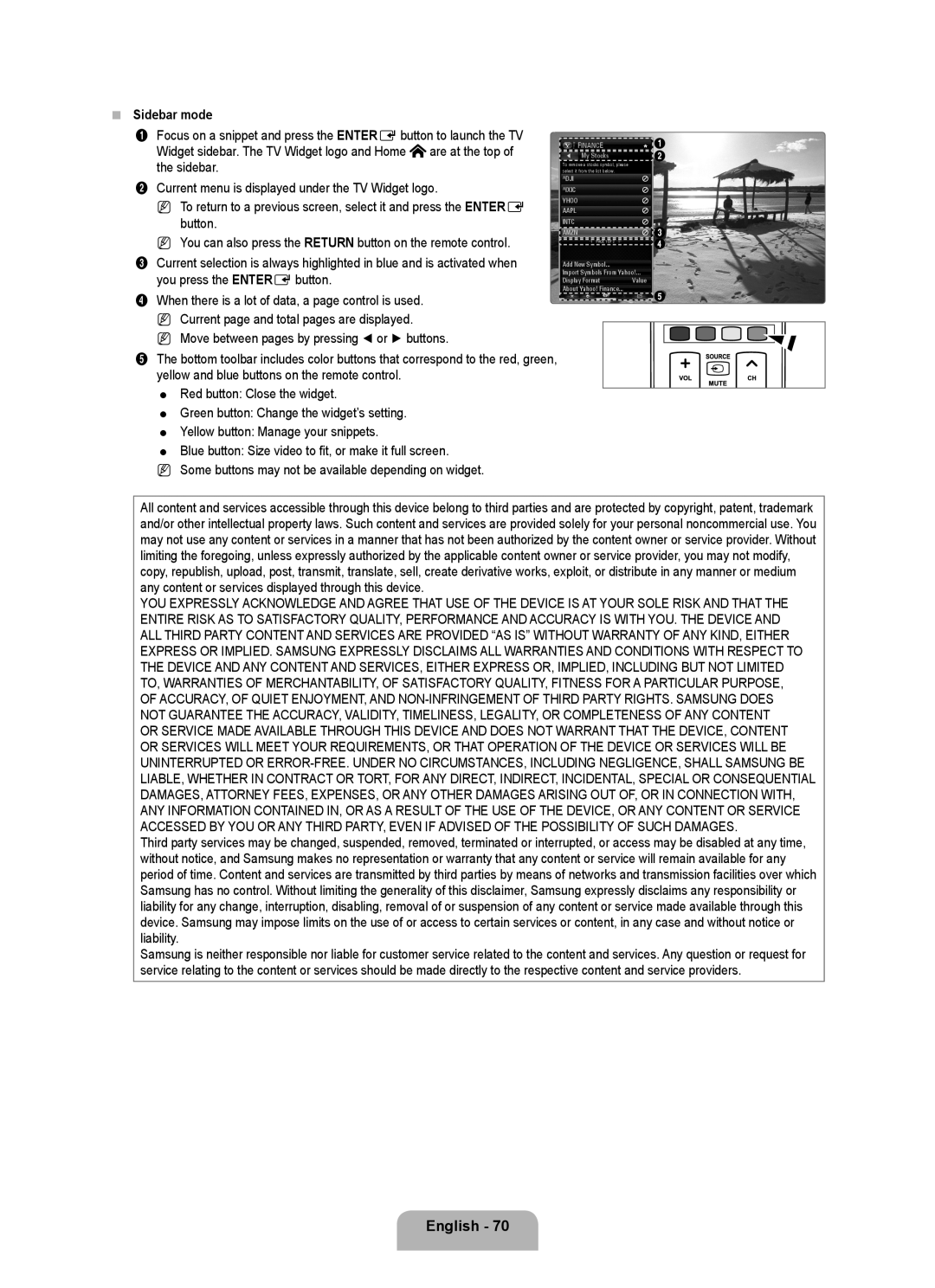 Samsung UN46B7100, UN55B7000, UN55B7100, UN46B7000, UN40B7000 user manual Sidebar mode 