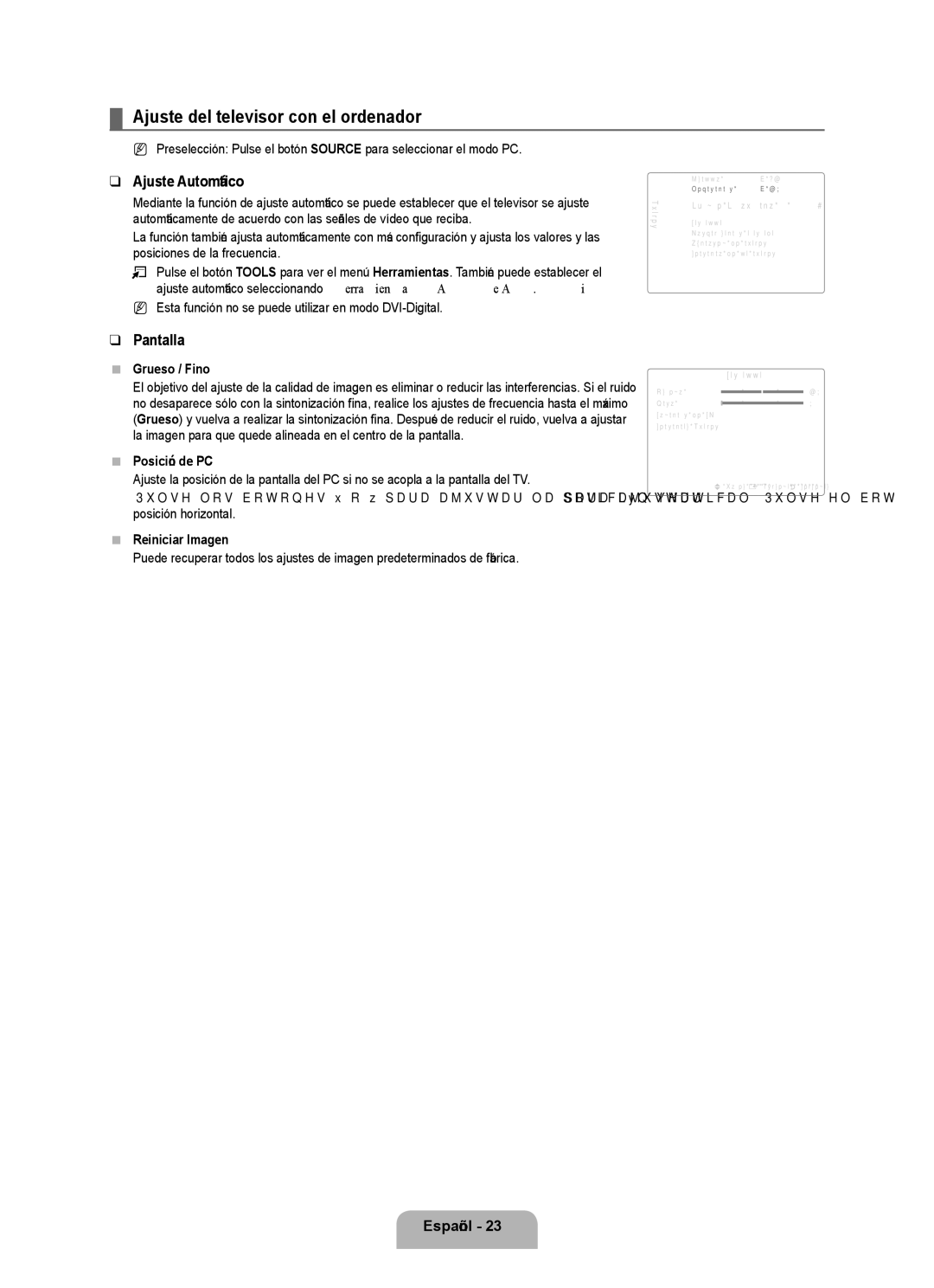 Samsung UN46B8000, UN55B8000 user manual Ajuste del televisor con el ordenador, Ajuste Automático, Pantalla 