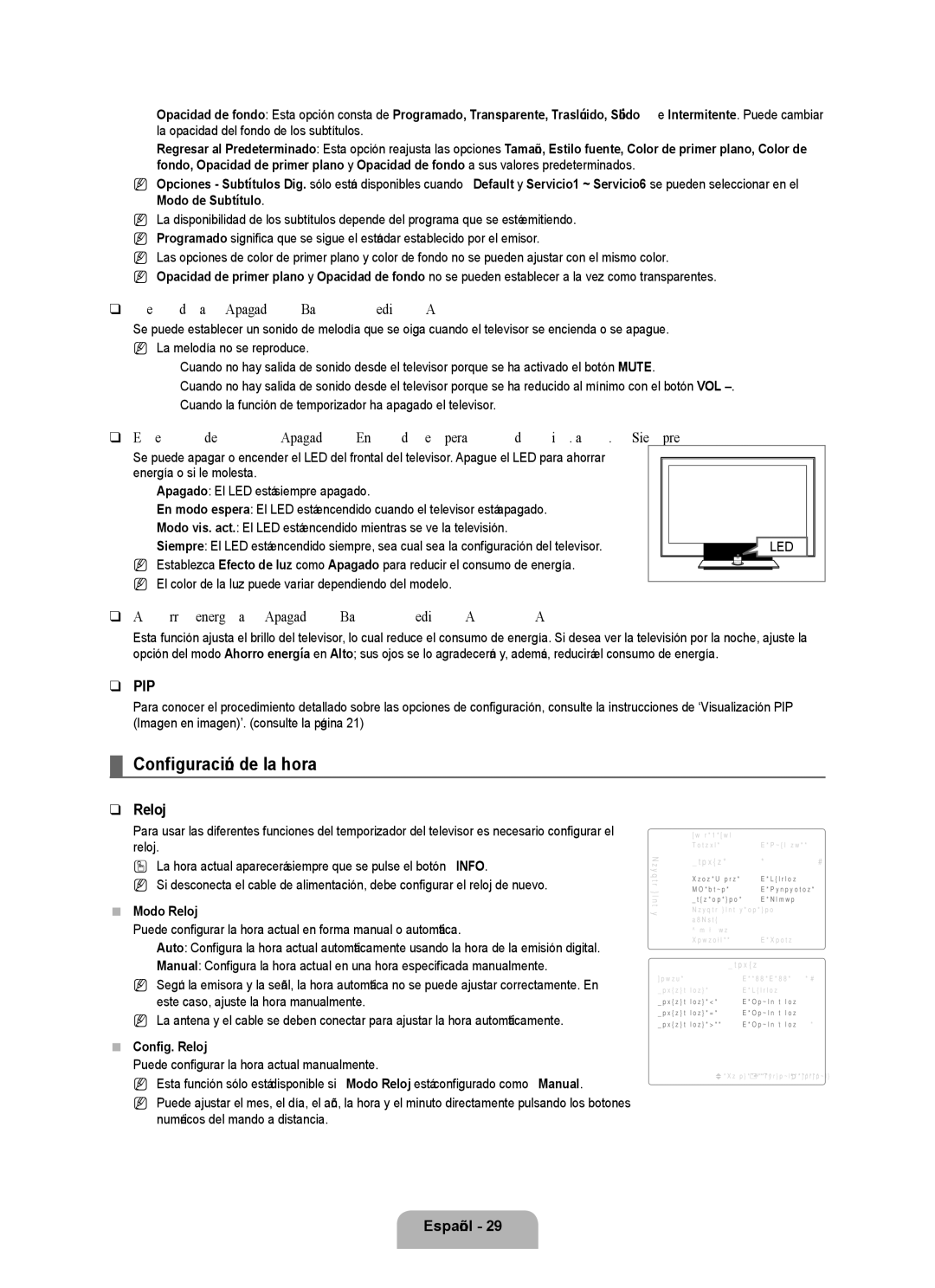 Samsung UN46B8000, UN55B8000 user manual Configuración de la hora, Melodía → Apagado / Bajo / Medio / Alto, Reloj 