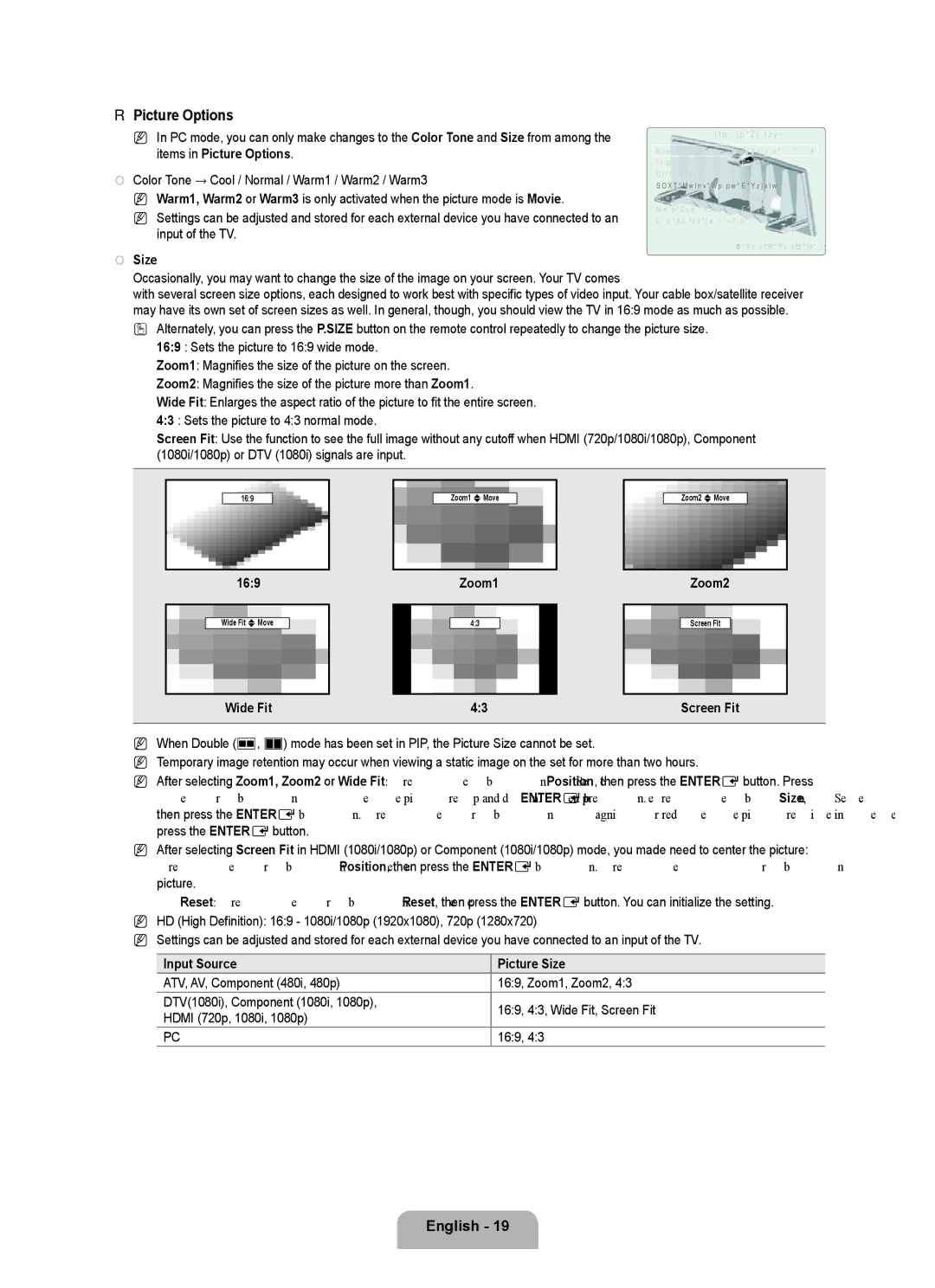 Samsung UN46B8000, UN55B8000 user manual Picture Options 