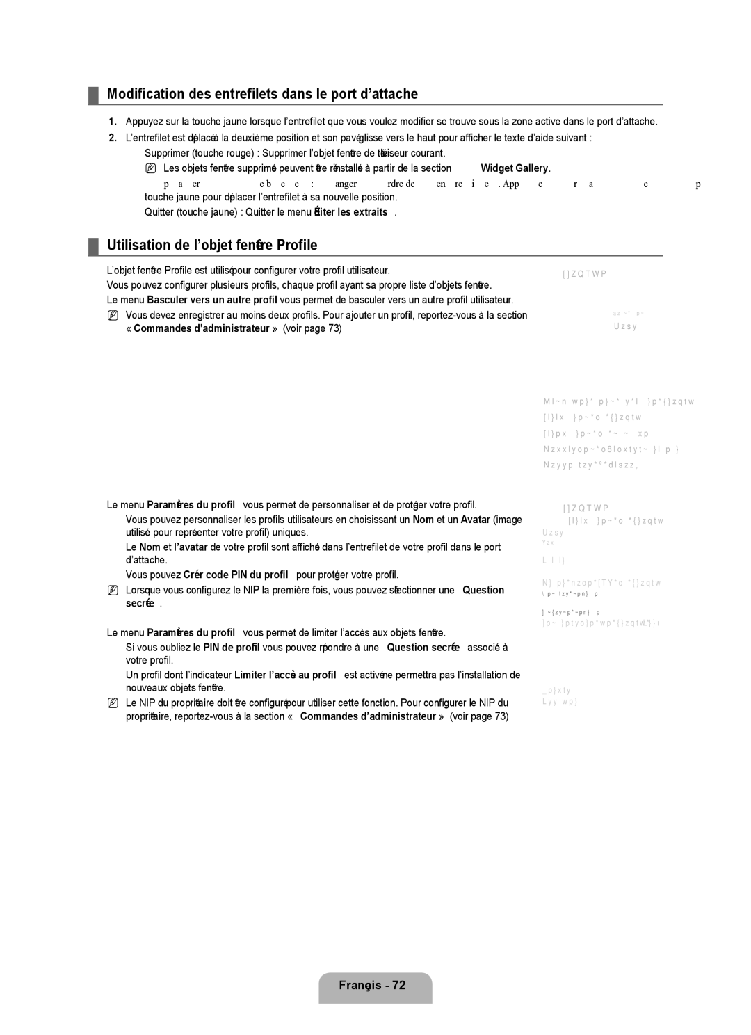 Samsung UN46B8000 Modification des entrefilets dans le port d’attache, Utilisation de l’objet fenêtre Profile, Arrêt 