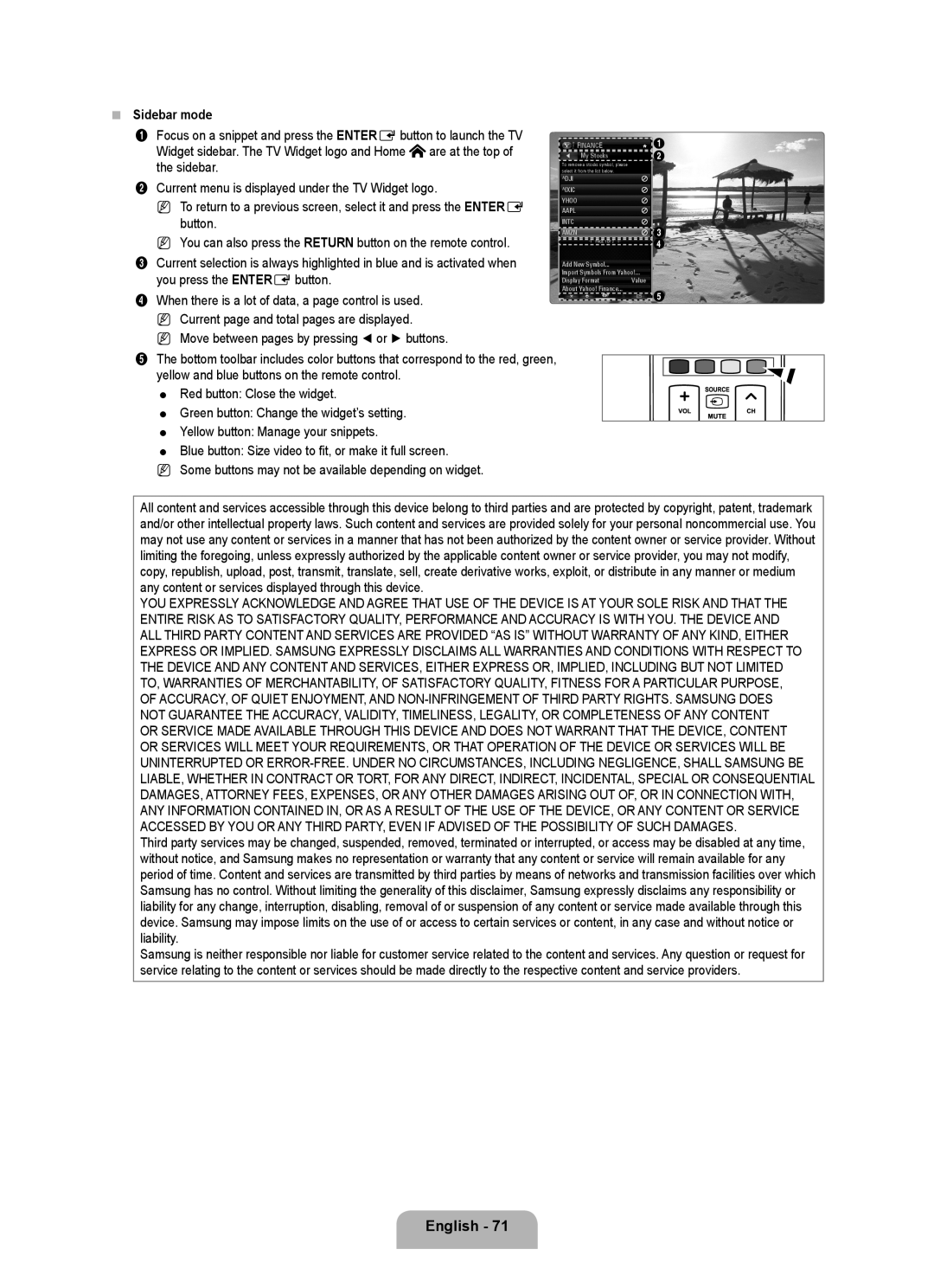 Samsung UN46B8000, UN55B8000 user manual Sidebar mode 