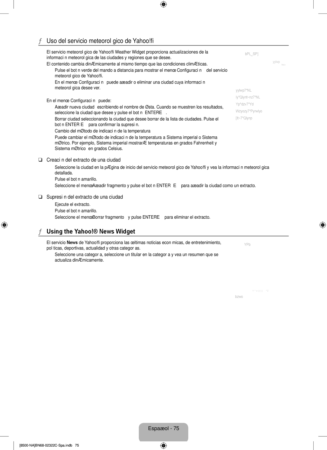 Samsung UN55B8500 user manual Uso del servicio meteorológico de Yahoo, Creación del extracto de una ciudad 