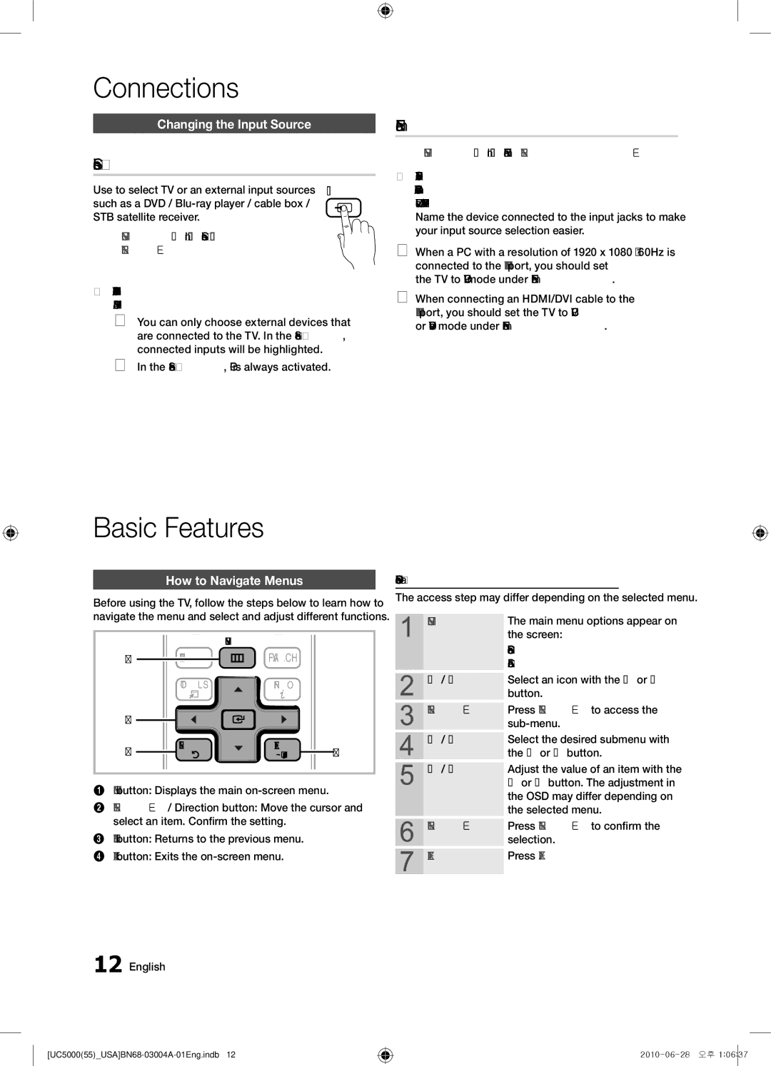 Samsung UN55C5000 user manual Source List, Edit Name, Changing the Input Source, How to Navigate Menus 