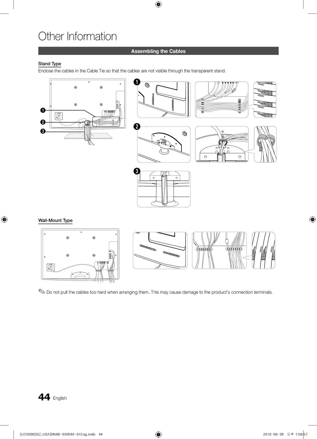 Samsung UN55C5000 user manual Other Information, Assembling the Cables 