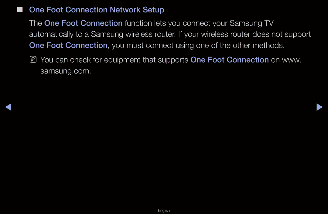 Samsung UN55D6000SF manual One Foot Connection Network Setup 