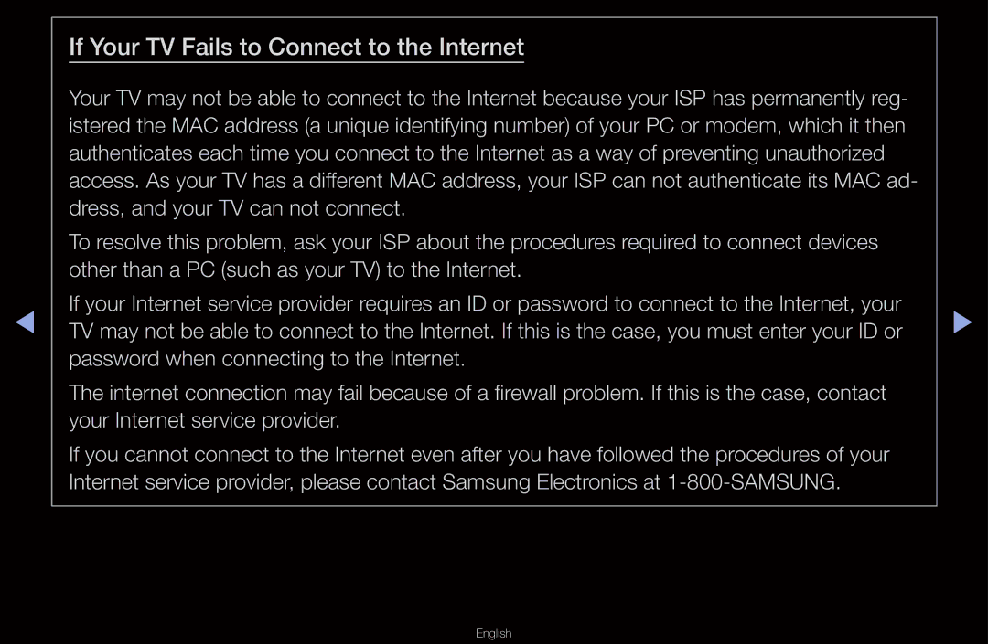 Samsung UN55D6000SF manual If Your TV Fails to Connect to the Internet 