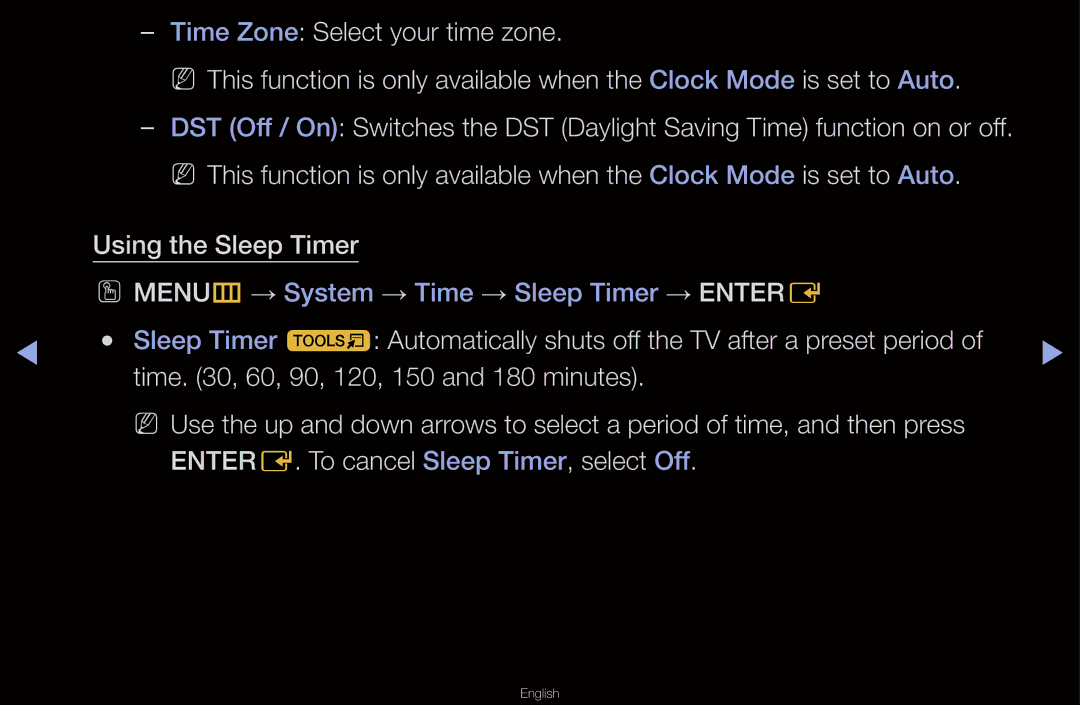 Samsung UN55D6000SF manual OO MENUm→ System → Time → Sleep Timer → Entere 