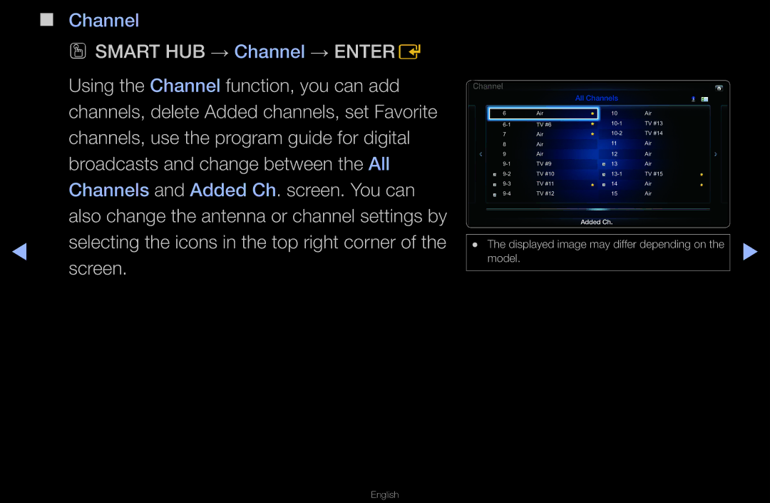 Samsung UN55D6000SF manual OO Smart HUB → Channel → Entere, Selecting the icons in the top right corner of the screen 