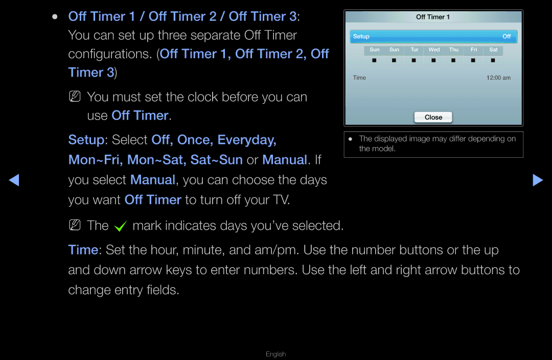 Samsung UN55D6000SF manual You can set up three separate Off Timer, You must set the clock before you can 