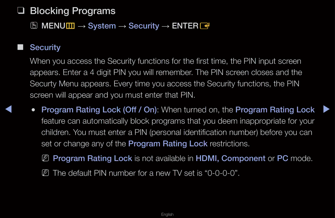 Samsung UN55D6000SF manual Blocking Programs, Screen will appear and you must enter that PIN 